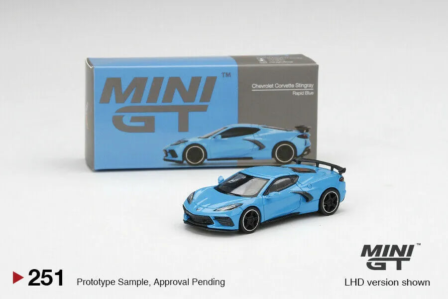 HE Mini GT 1:64 Chevrolet Corvette C8 Stingray (Rapid Blue) #251