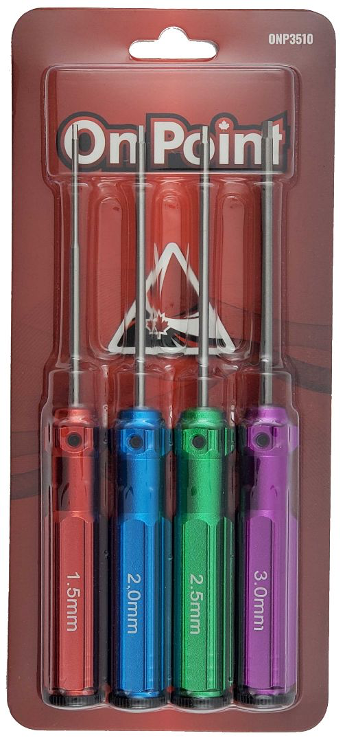 ONP3510 On Point Hex Screwdrivers (4) Size: 1.5mm, 2.0mm, 2.5mm, 3.0mm