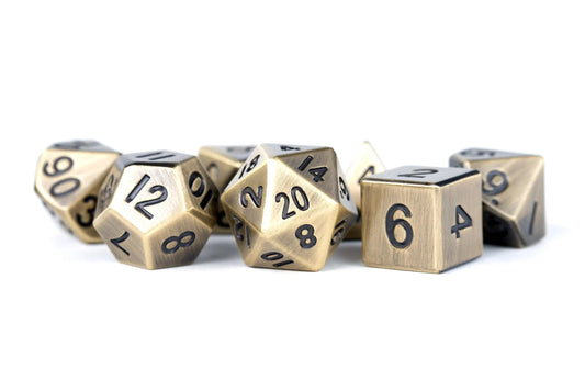 MDG 16mm Metal Poly Dice Set Antique Gold