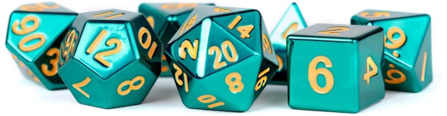 MDG Metal Poly Dice Set Turquoise