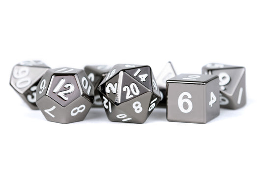 MDG 16mm Metal Poly Dice Set Sterling Gray