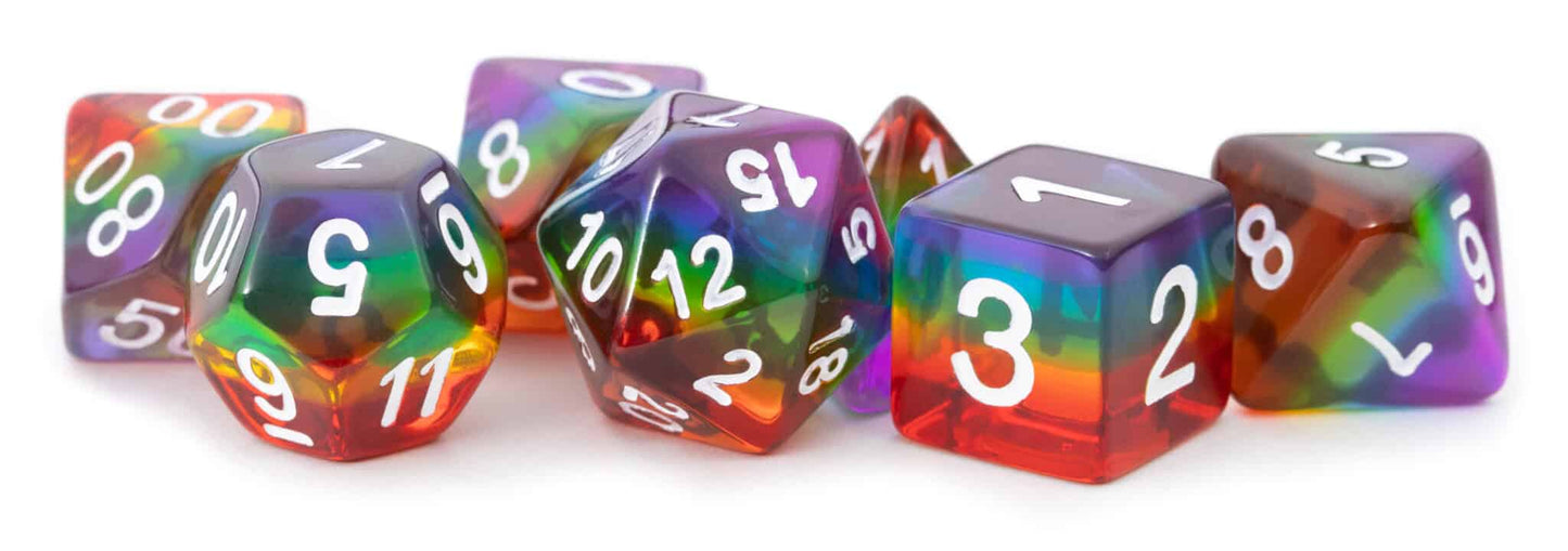 MDG 16mm Resin Poly Dice Set Translucent Rainbow