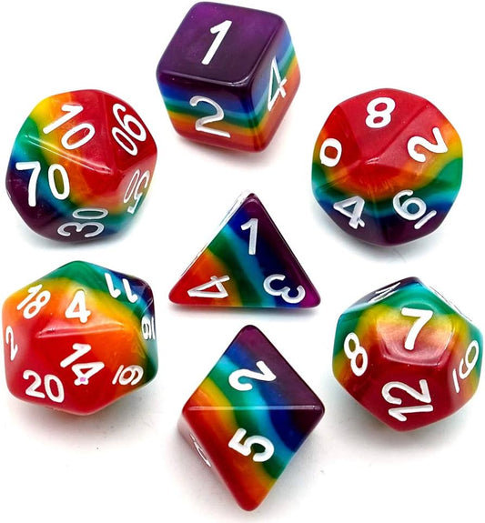 MDG 16mm Resin Poly Dice Set Rainbow