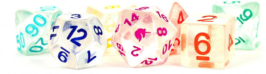 MDG 16mm Resin Poly Dice Set Unicorn: Rainbow Ice