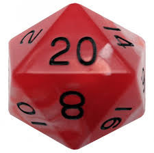 MDG 35mm Mega Acrylic d20 Red/White w/ Black Numbers