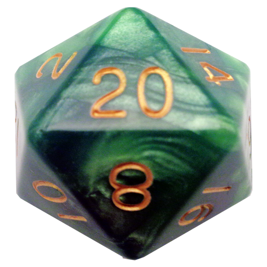 MDG 35mm Mega Acrylic d20 Green/Light Green w/ Gold Numbers