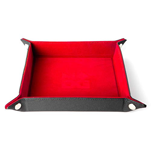 FanRoll Fold Up Velvet Dice Tray w/PU Leather Backing 10x10 Red