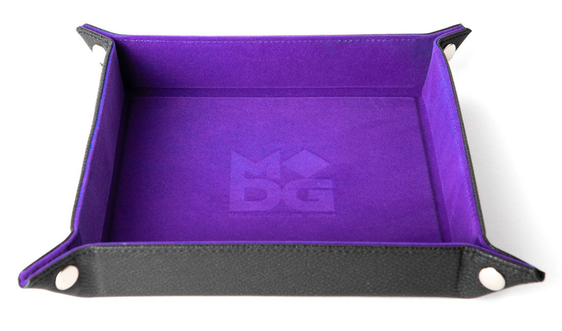 FanRoll Fold Up Velvet Dice Tray w/PU Leather Backing 10x10 Purple