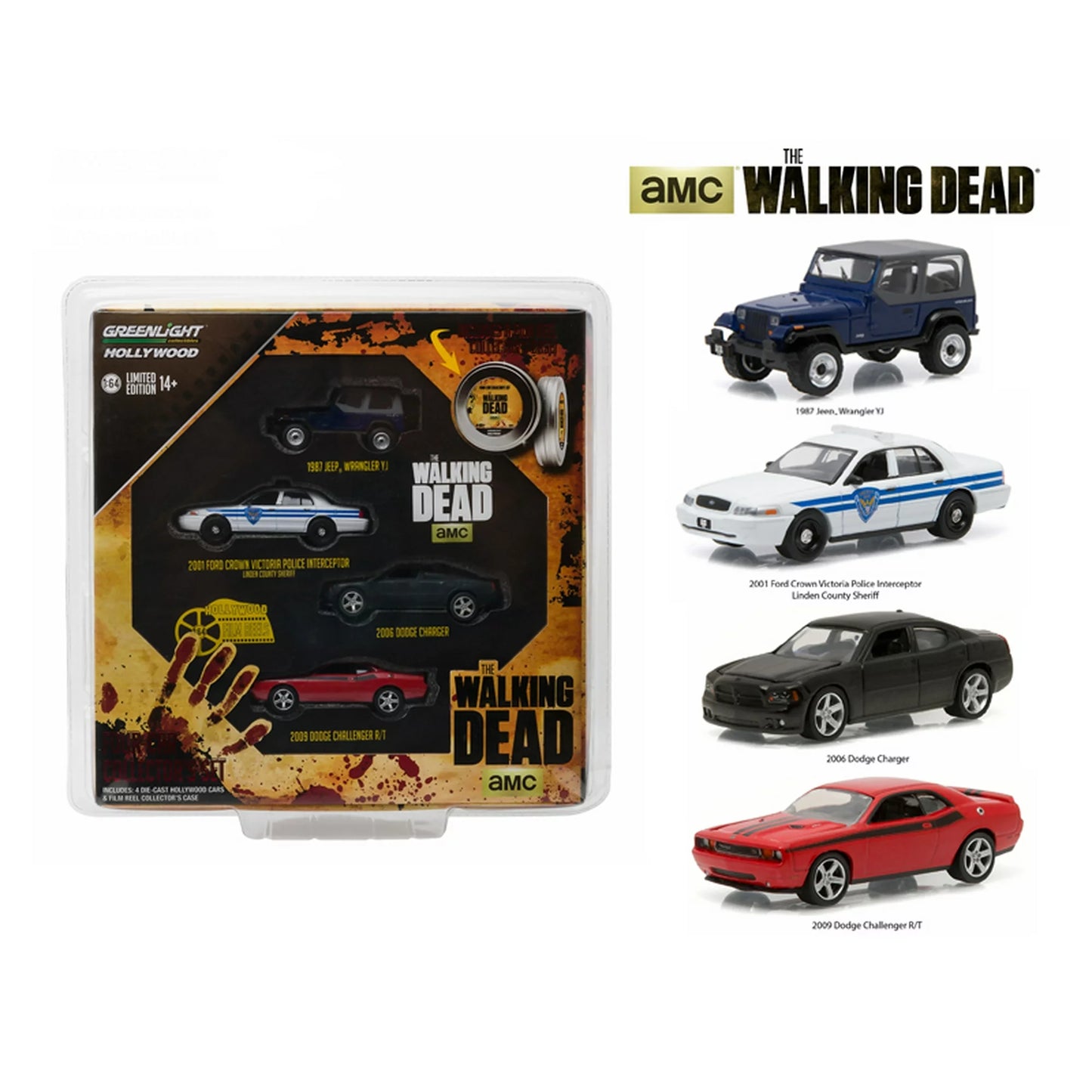 Green Light Hollywood The Walking Dead AMC Four CarCollectors Set