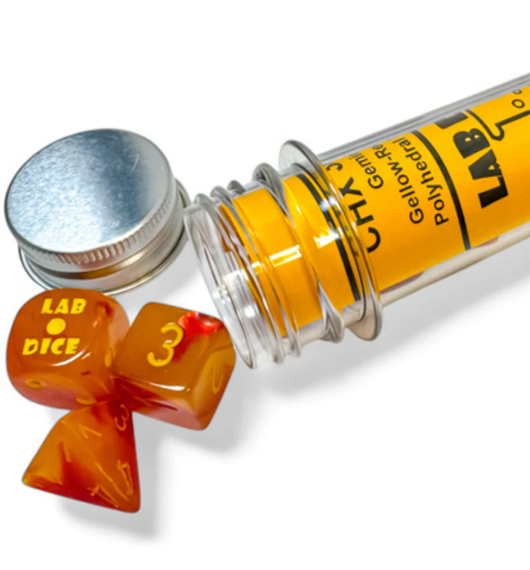Lab Dice Chessex GEMINI 7-PIECE LAB DICE SET GELLOW-RED/YELLOW LUMINARY