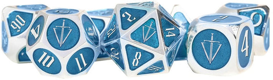 Tales of the Valiant Metal Dice Set SilverW/Blue enamel