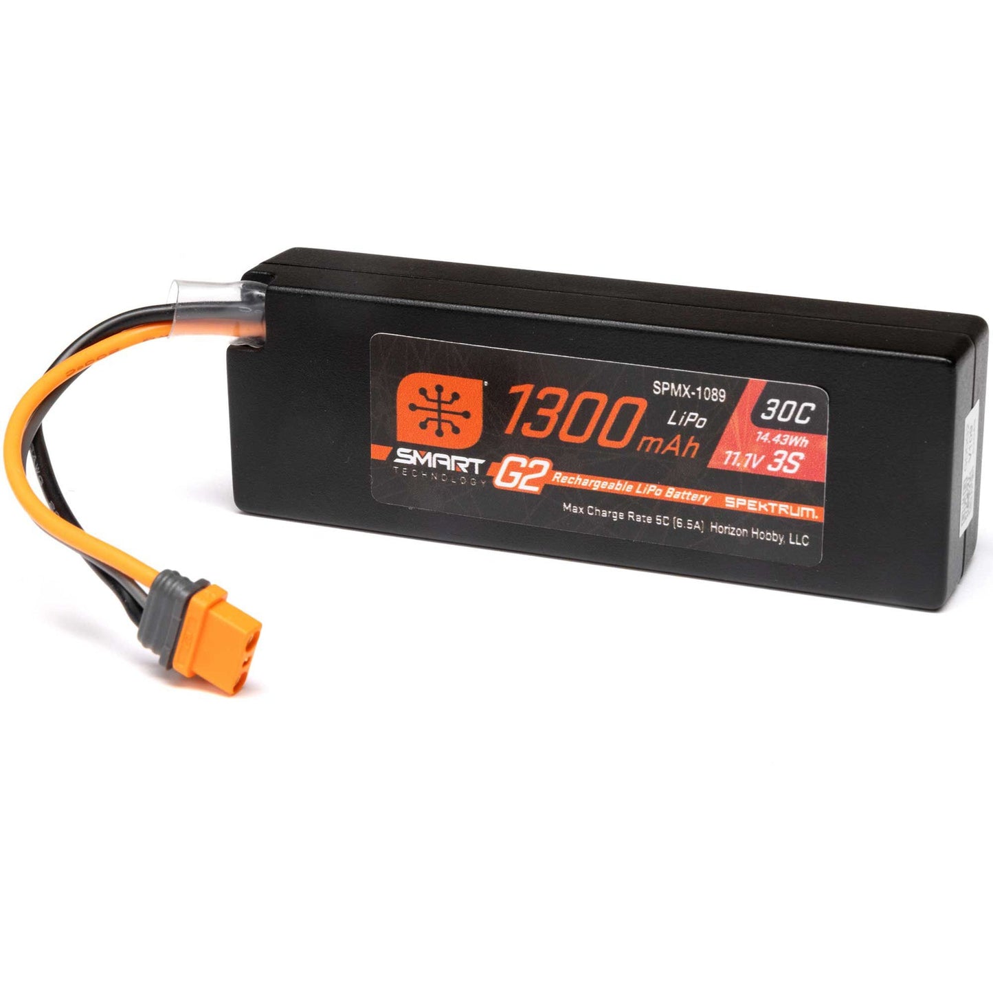 SPMX-1089 11.1V 1300mAh 3S 30C Smart G2 LiPo Battery: IC2