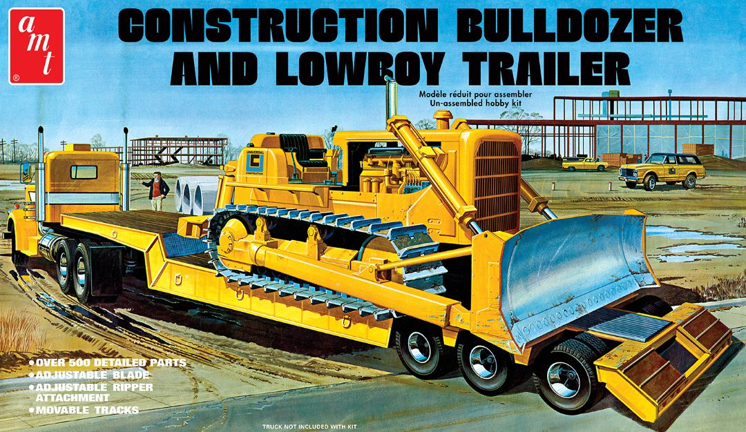 AMT1218/06 AMT Lowboy Trailer & Bulldozer Combo 1/25 Model Kit (Level 3)