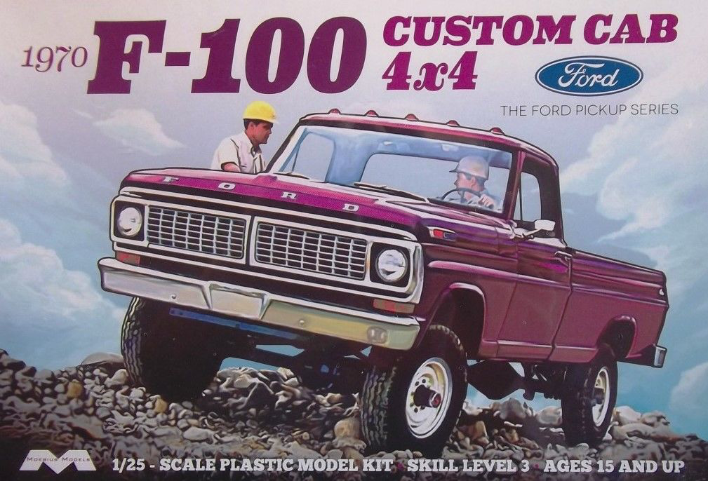 MOE1230 Moebius 1970 Ford F-100 Custom Cab 4x4 1/25 Model Kit