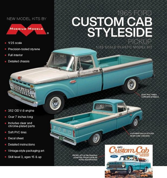 MOE1234 Moebius 1965 Ford Custom Cab Styleside Pickup 1/25 Model Kit