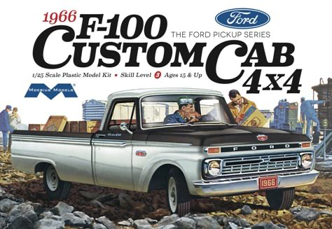 MOE1236 Moebius 1966 Ford F100 Custom Cab 4x4 1/25 Model Kit