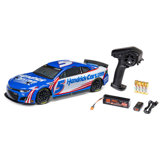 LOS1122405 1/12 NASCAR RC Racecar Kyle Larson No. 5 2024 HendrickCars.com Chevrolet ZL1 Camaro 2S AWD RTR Brushed On-Road (Battery & Charger Included), Blue