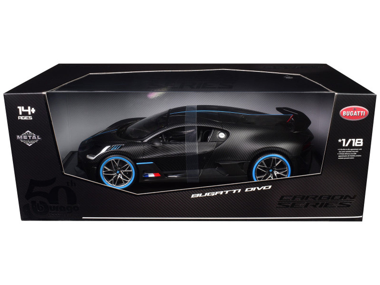 BUR18-11101 Bburago 1/18 50th Anniv. Bugatti Divo, Carbon Fibre
