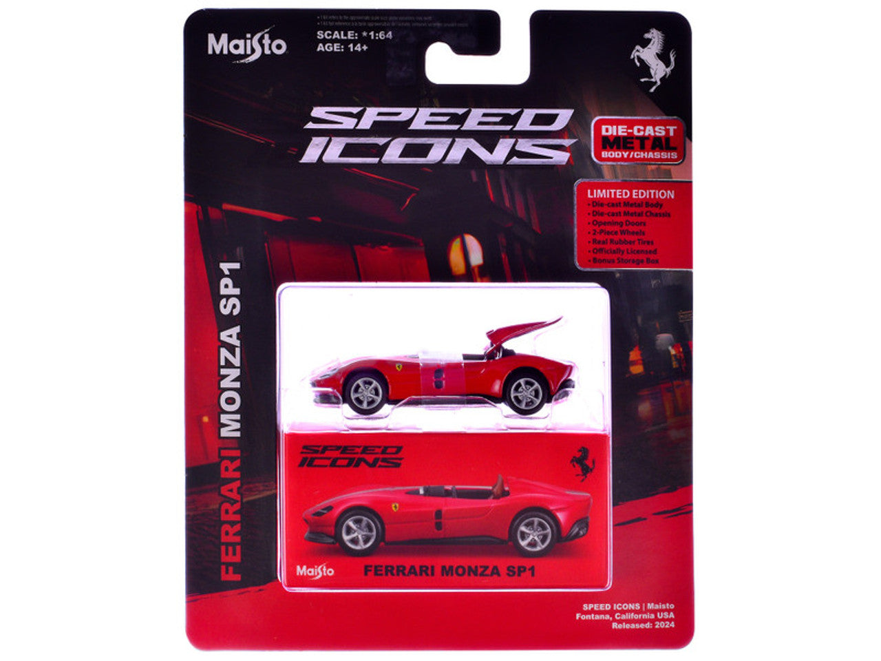 Maisto Ferrari Monday SP1 RED Silver SPEED ICONS 1:64 Scale HE