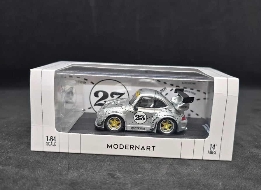 ModernArt RWB Porsche Pink Pig Silver W/Flag HE