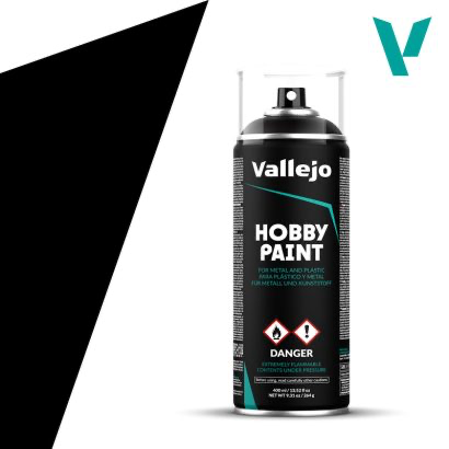 VALLEJO BLACK PRIMER AEROSOL 400ML BASIC PRIMER - VAL28012