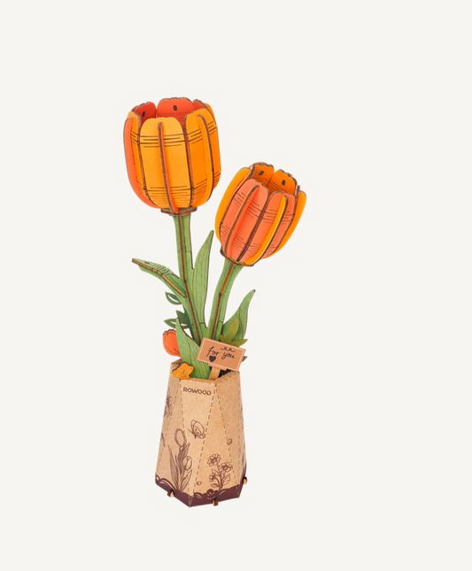 ROETW081 Rowood DIY Orange Tulip 3D Wooden Puzzle