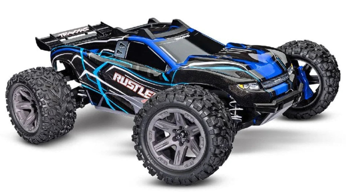 TRA67164-4BLUE Traxxas Rustler 1/10 4X4 Brushless Stadium Truck RTR - Blue