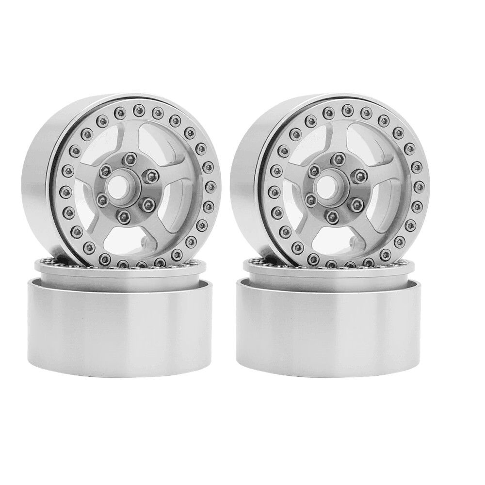 HDTCW03002C Hobby Details 1.9" Aluminum Wheels - 5 Stars (4)(Silver)
