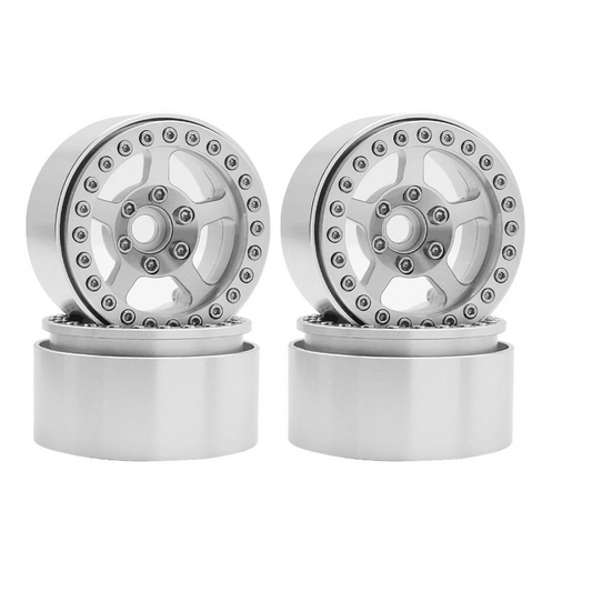 HDTCW03002C Hobby Details 1.9" Aluminum Wheels - 5 Stars (4)(Silver)