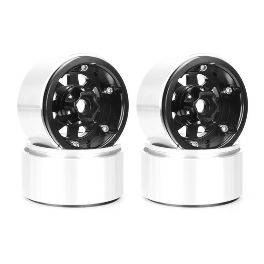 HDTCW03020C Hobby Details 1.9", 10mm offset, Alum Beadlock Whl Rim-Black(4)