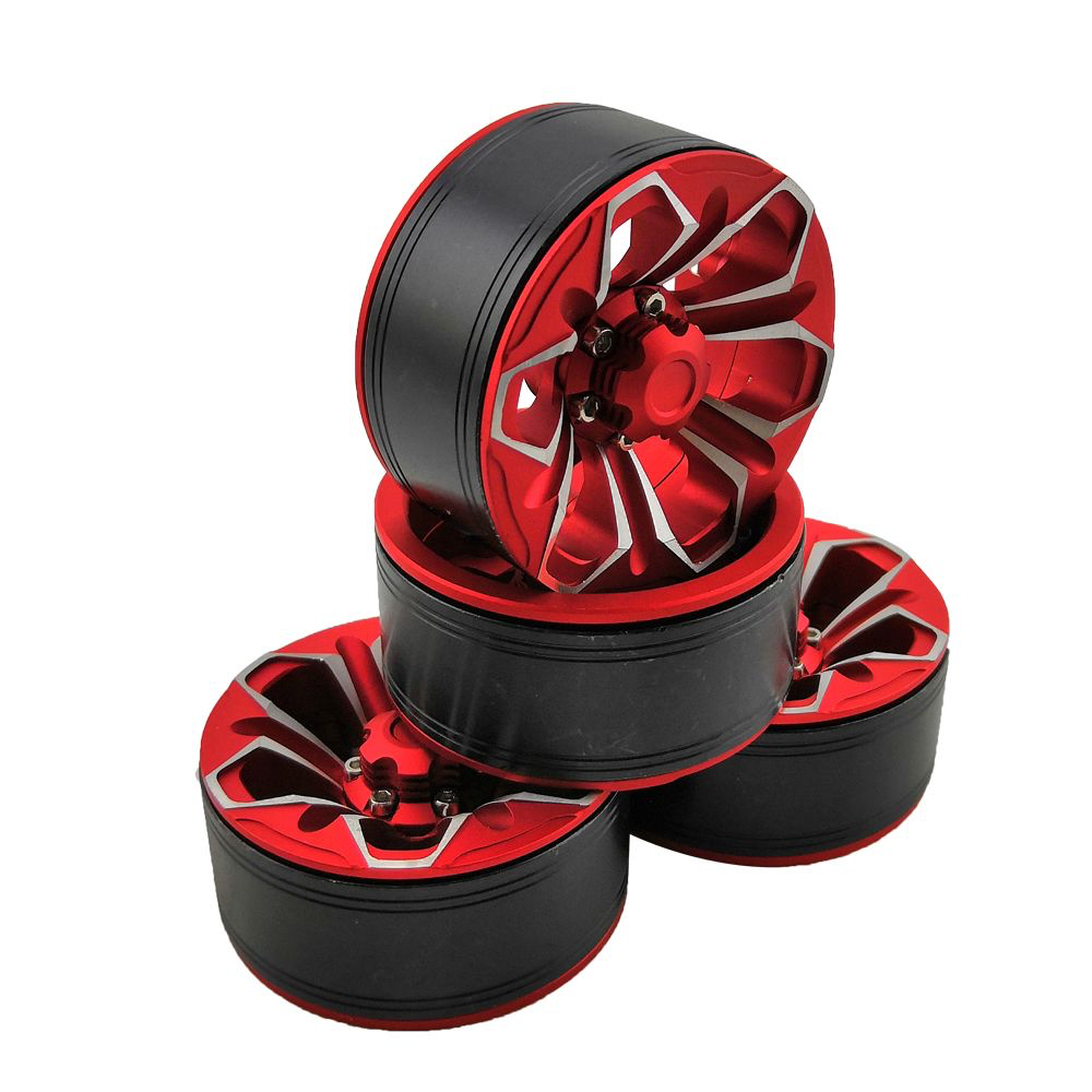 HDTCW01904A Hobby Details 1.9" Aluminum Wheels - Petals (4) (Red)