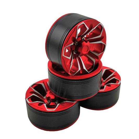 HDTCW01904A Hobby Details 1.9" Aluminum Wheels - Petals (4) (Red)