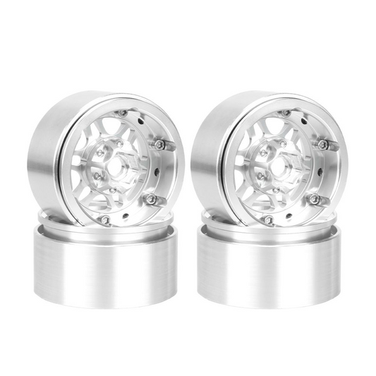 HDTCW03021A Hobby Details 1.9", 10mm offset, Alum Beadlock Rim-Silver(4)