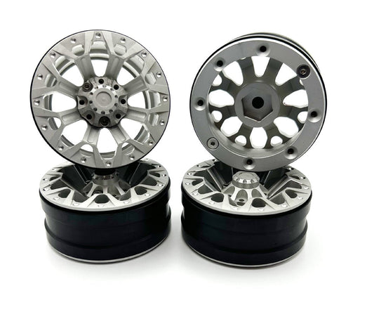 HDTCW01904D HOBBY DETAILS 1.9" ALUMINUM BEADLOCK WHEELS - PETALS (4) (SILVER)