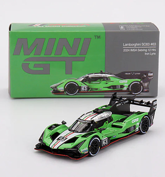 Mini GT #816 Lamborghini SC63 2024 IMSA Sebring 12 Hours Iron Lynx