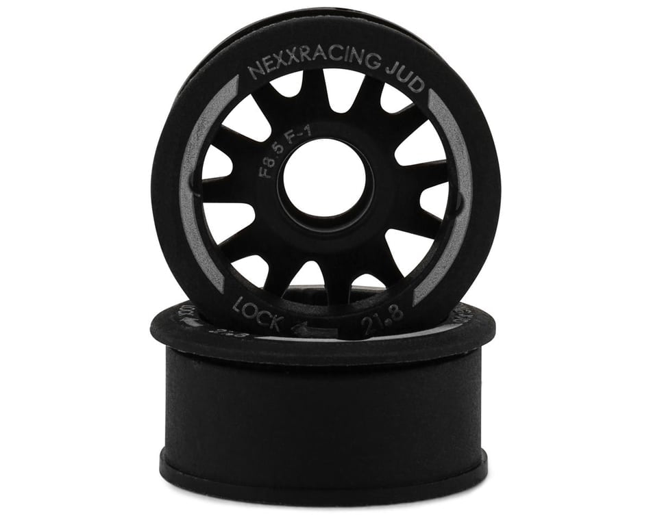 NXUSA-EVO-F-0 NEXX Racing Mini-Z RWD "JUD" EVO Front Threaded Side-Wall Carbon Fiber Rims (0mm Offset) (Black) (2)