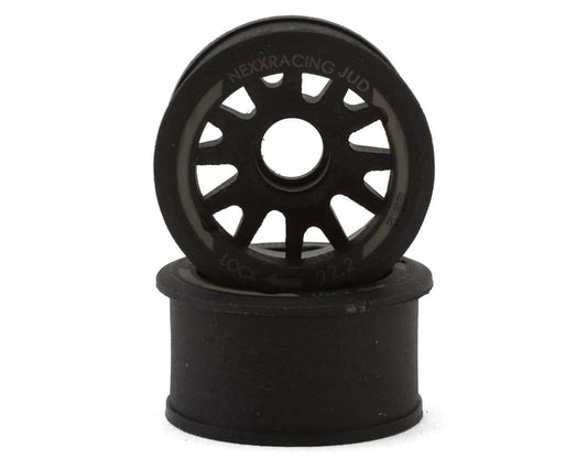 NXUSA-EVO-R-0 NEXX Racing Mini-Z "JUD" EVO Rear Threaded Side-Wall RWD Carbon-Fiber Rims (0mm Offset) (Black) (2)