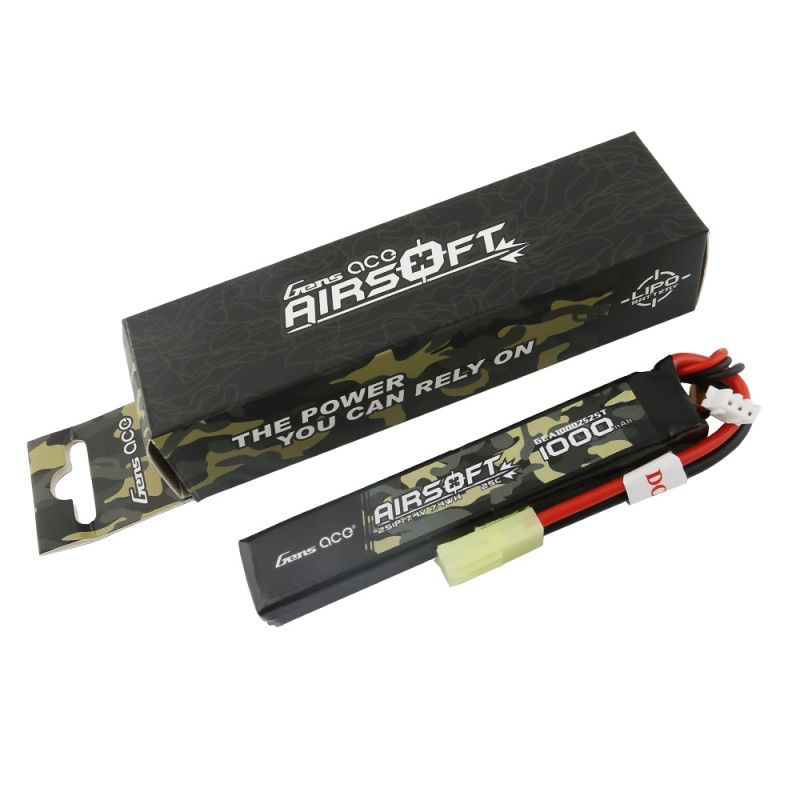 GEA10002S25T Gens Ace Airsoft 1000mAh 2S1P 7.4V 25C LiPo Tamiya Plug