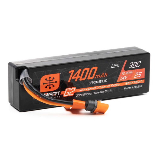 Spectrum 7.4v 1400mah 2S 30C Smart g2 Lipo Battery: IC2