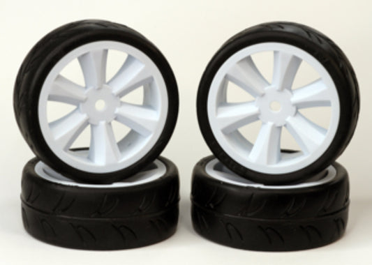 Gravity RC USGT non belted pre glued tires ( edge wheel, white) (4)