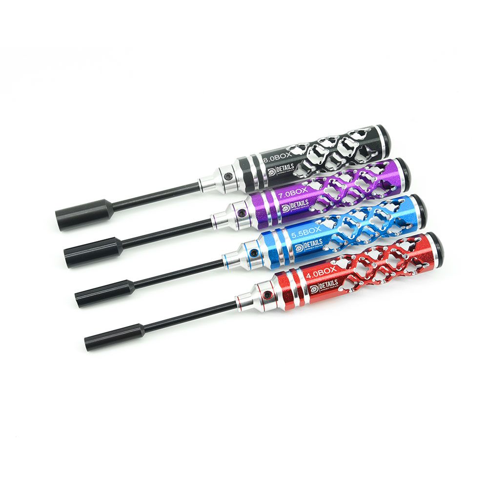HDTHDBX1405 Hobby Details Nut Driver Set - Hurricane Multi Colour 4pcs (4.0/5.5/7.0/8.0mm tips)