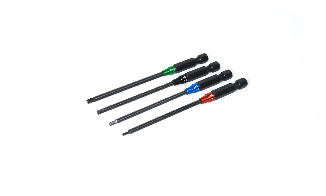 HDTHDBX1405 Hobby Details Hex Driver Tip Set - Hurricane 4pcs (1.5/2.0/2.5/3.0 x 78mm length) - Titanium Coated