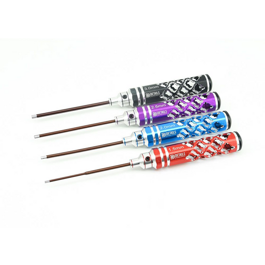HDTTL01045 Hobby Details Hex Driver Set - Hurricane Multi Colour 4pcs (1.5/2.0/2.5/3.0mm tips)