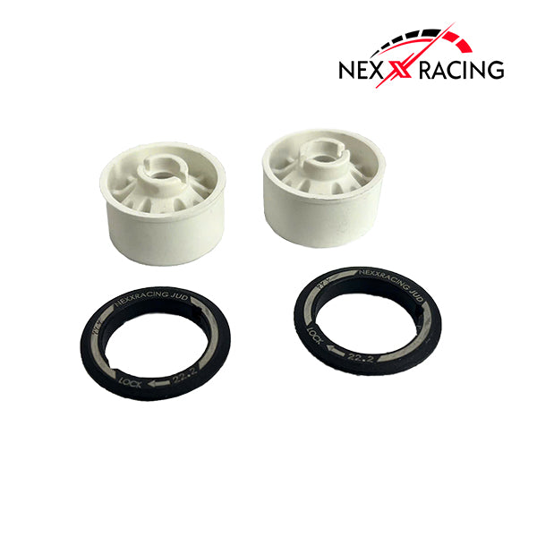 NXSH-EVO-R-0-W NEXX Racing Mini-Z RWD "JUD" EVO Rear Threaded Side-Wall Carbon Fiber Rims (0mm Offset) (White) (2)