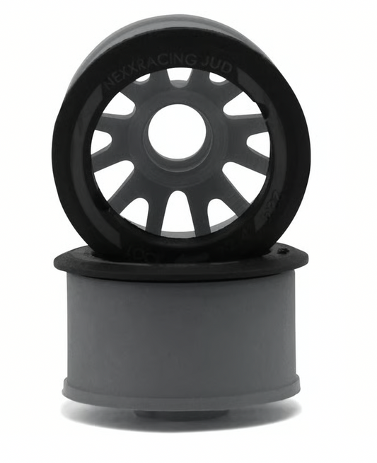 NEXX Racing Mini-Z RWD "JUD" EVO Rear Threaded Side-Wall Carbon Fiber Rims (3mm Offset) (Grey) (2)