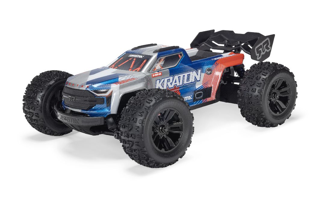 ARA2508ST1 Arrma Mini Kraton 3S BLX 4X4 1/16 RTR Brushless Speed Monster Truck (Red/Blue) w/2.4GHz Radio, 3S LiPo Battery & Charger