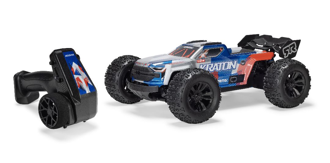 ARA2508ST1 Arrma Mini Kraton 3S BLX 4X4 1/16 RTR Brushless Speed Monster Truck (Red/Blue) w/2.4GHz Radio, 3S LiPo Battery & Charger