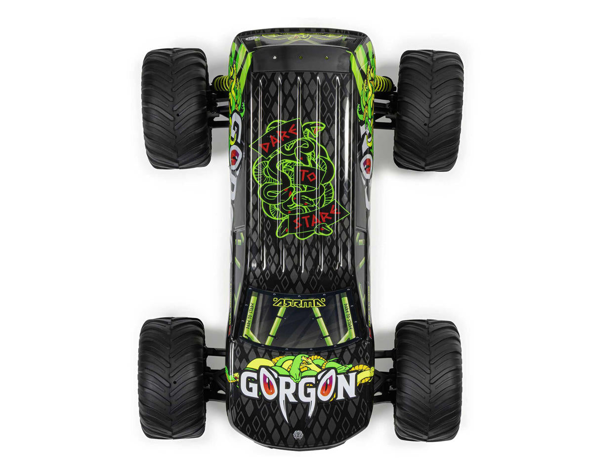 ARA3230ST1 Arrma Gorgon 4X2 MEGA 550 Brushed 1/10 Monster Truck RTR (Yellow) w/SLT2 2.4GHz Radio, Battery & Charger