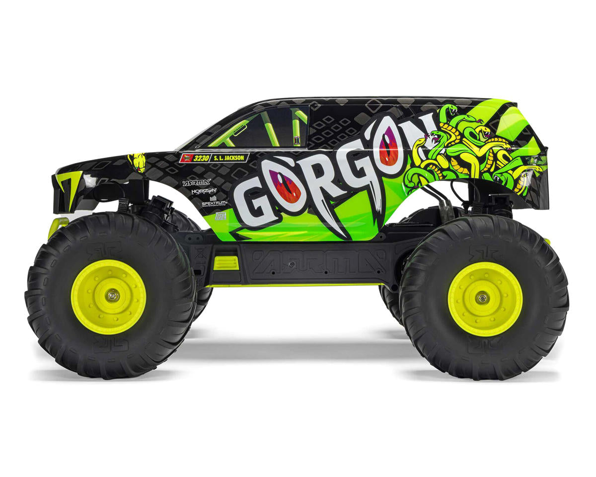 ARA3230ST1 Arrma Gorgon 4X2 MEGA 550 Brushed 1/10 Monster Truck RTR (Yellow) w/SLT2 2.4GHz Radio, Battery & Charger