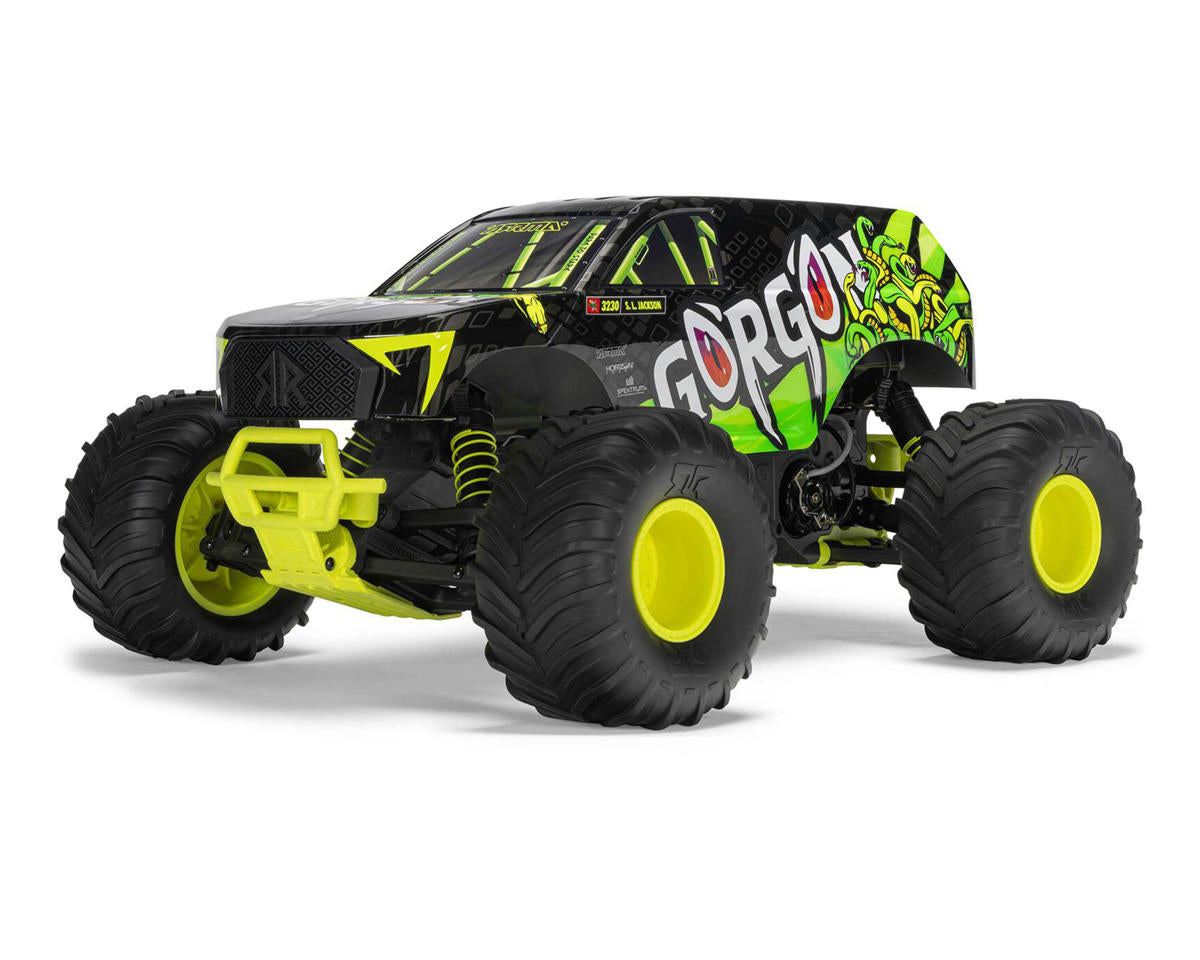 ARA3230ST1 Arrma Gorgon 4X2 MEGA 550 Brushed 1/10 Monster Truck RTR (Yellow) w/SLT2 2.4GHz Radio, Battery & Charger